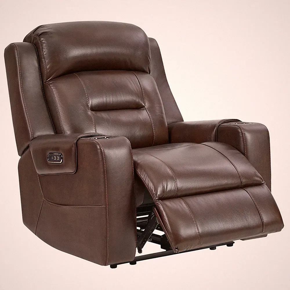 CHITA Genuine Leather Power Recliner Chairs for Adults, Lay Flat Recliner