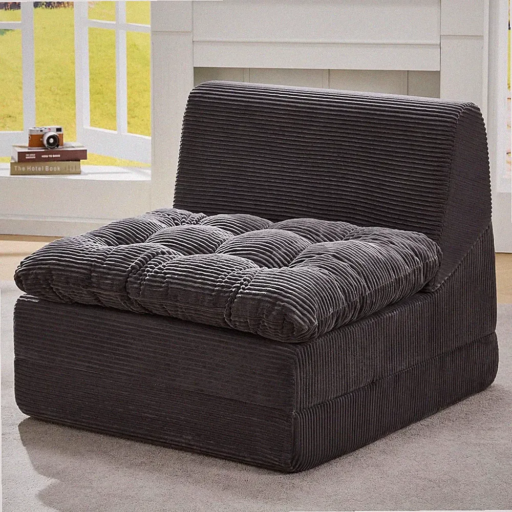 Comfy Convertible Sofa Bed for Small Spaces - Foldable Lounger in Grey