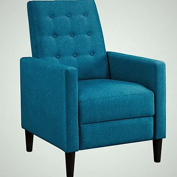 Fabric Recliner Single Reclining Chair Adjustable Back & Footrest Blue