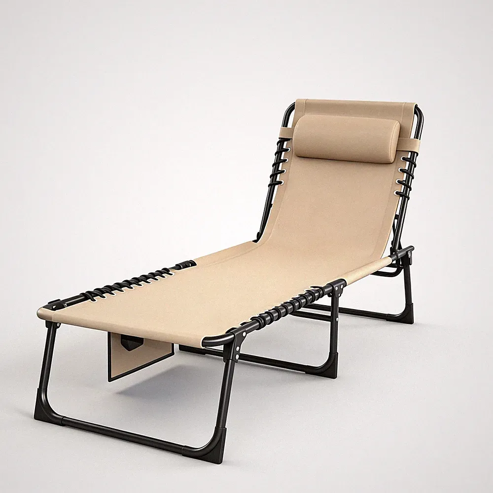 Folding Chaise Lounge Chair 5-Position Adjustable Outdoor Recliner 400LB Capa...