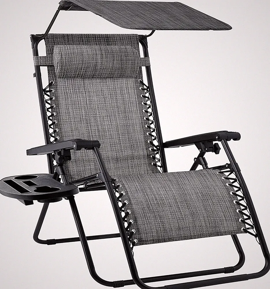 Folding Zero Gravity Outdoor Recliner Patio Lounge Chair W/Adjustable Canopy Sha