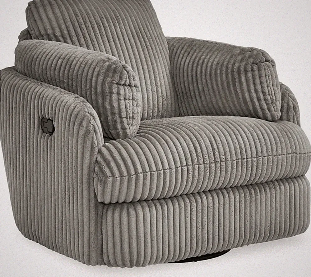 Light Gray Swivel Glider Recliner with Hidden Storage & Cushions