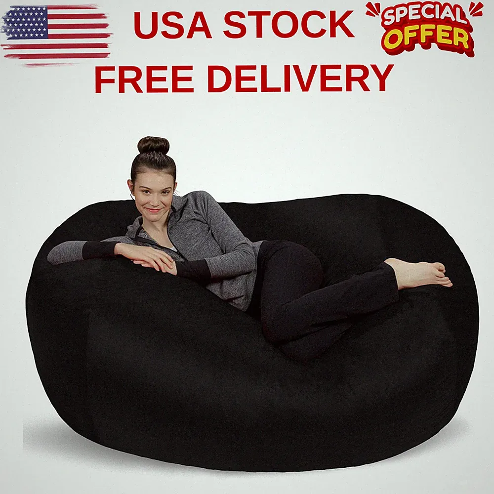 Love Sac Adult Bean Bag Chair Fuf Huge 6' Media Lounger Memory Foam Cozy Soft
