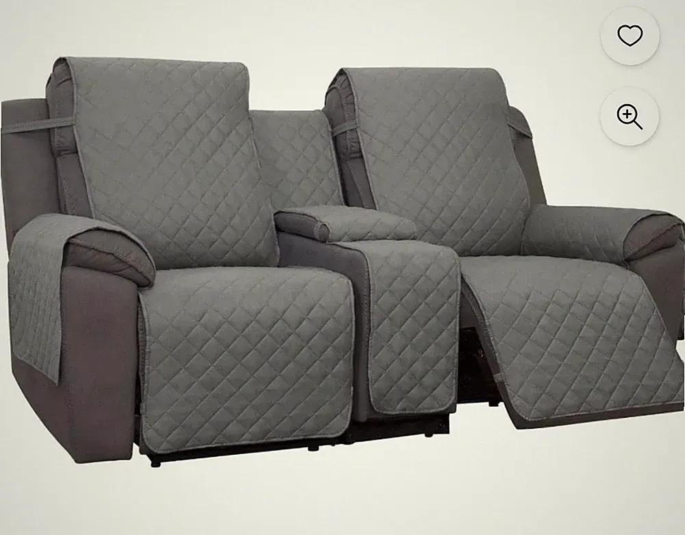 Loveseat Recliner Cover with Console Reversible Couch Cover for Living Room S...