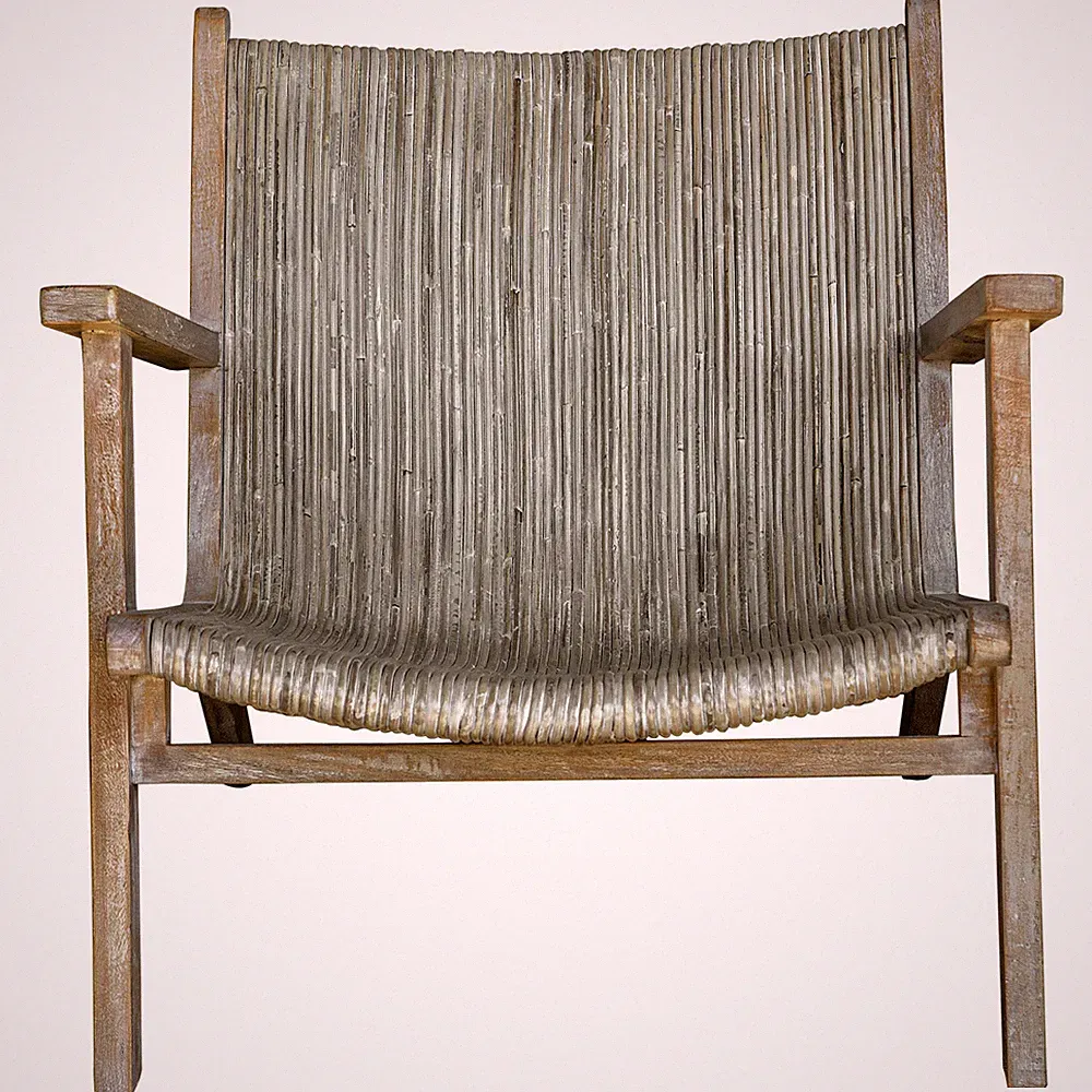 Luxe Casual Rattan Low Lounge Chair Coastal Exposed Wood Frame Beach Grey