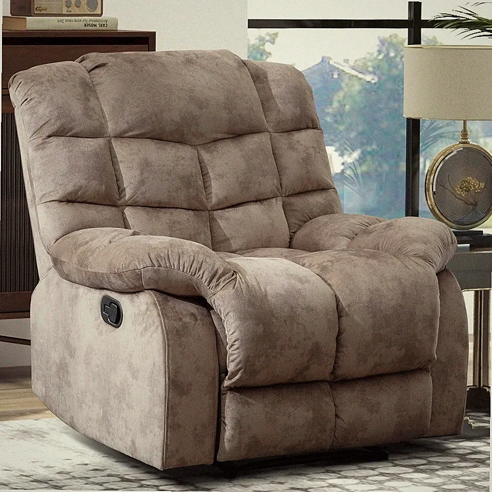 Manual Recliner Chair, Single Reclining Sofa with Overstuffed