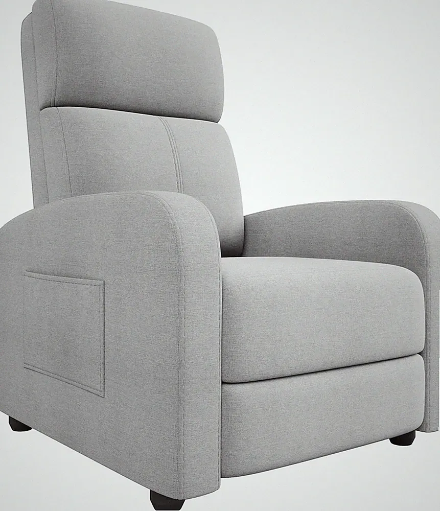 Manual Recliner Chair, with Side Pocket, High Backrest, Thick Cushion Adjustable