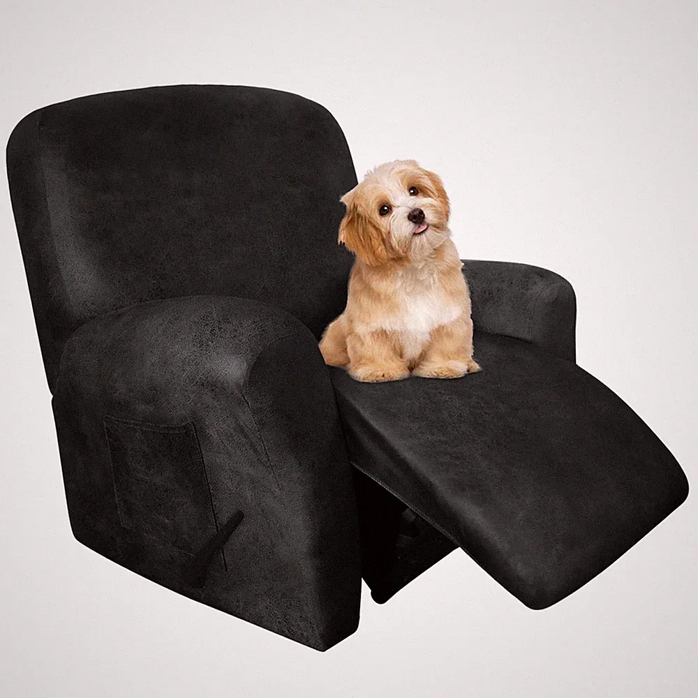 Recliner Chair Covers - 4 Pieces Leather Like Large Recliner Chair Covers wit...