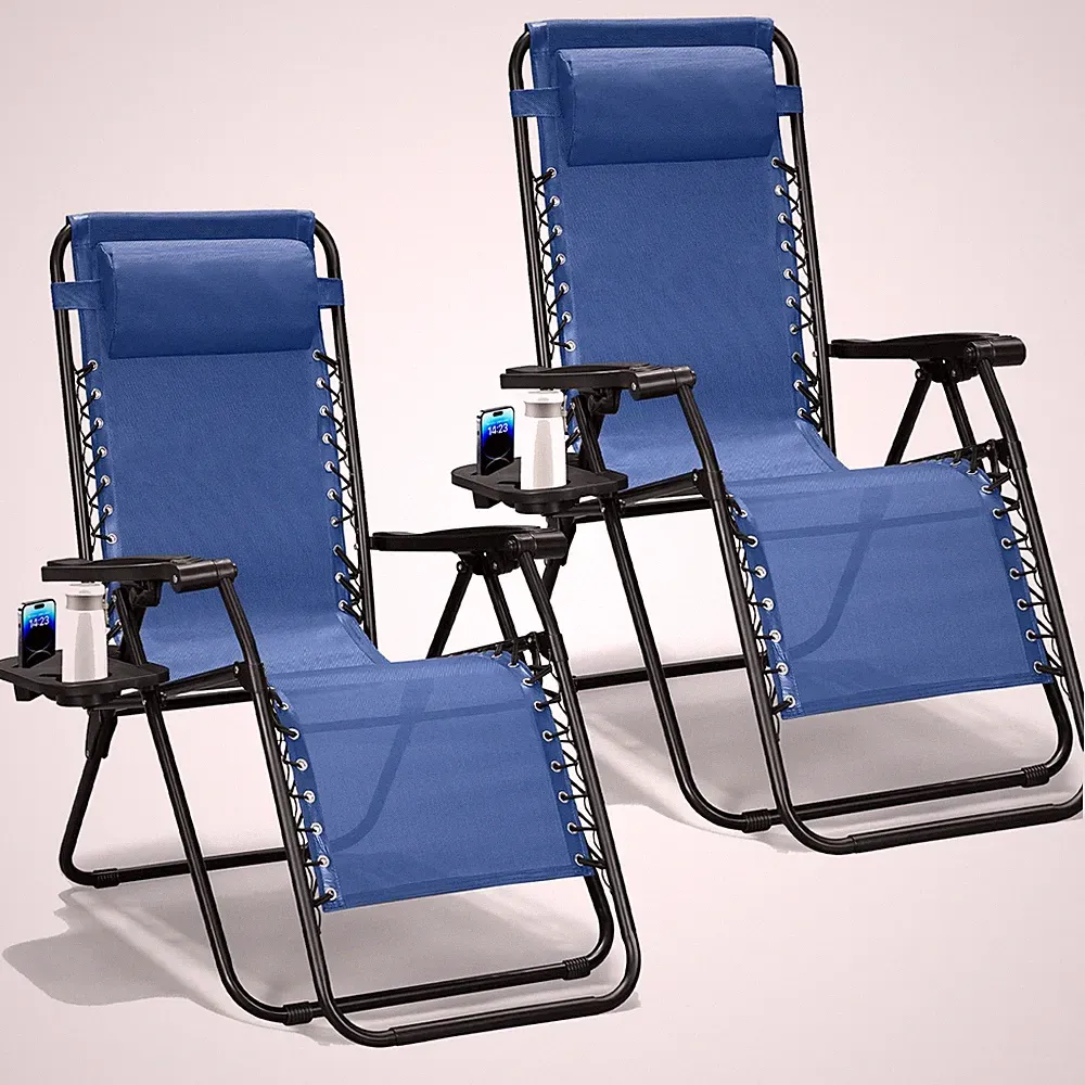 Zero Gravity Chairs Set of 2, Adjustable Lounge Chair Outdoor Recliner, Foldi...