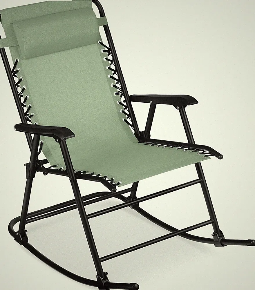 Zero Gravity Rocking Chair - Folding Reclining Patio Lounge - Sage Green